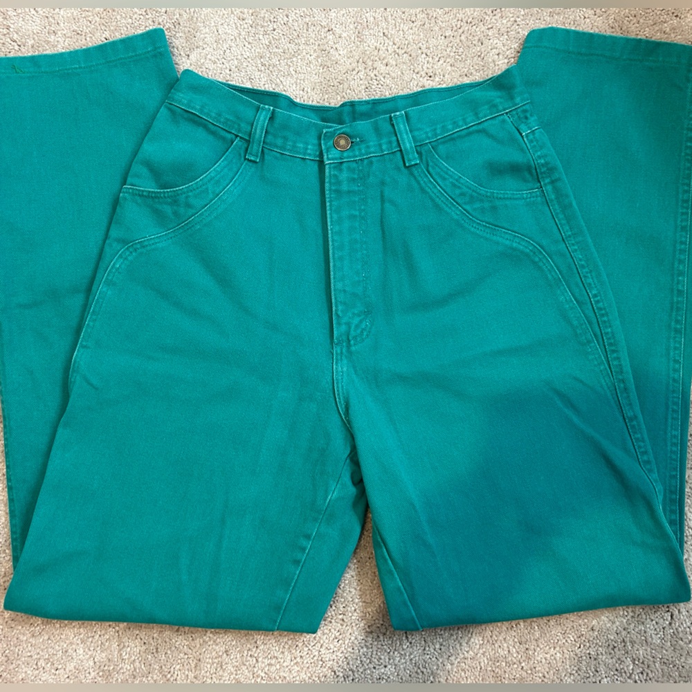 Dark Teal Green Vintage Bareback Wrangler Cowgirl Jeans